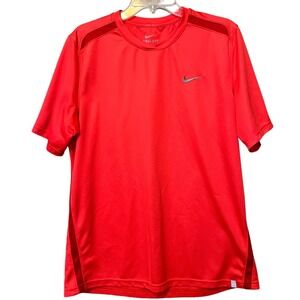 Nike Shirt Adult Large Orange Gray Swoosh Lightweight Drifit Fitness Workout Gym